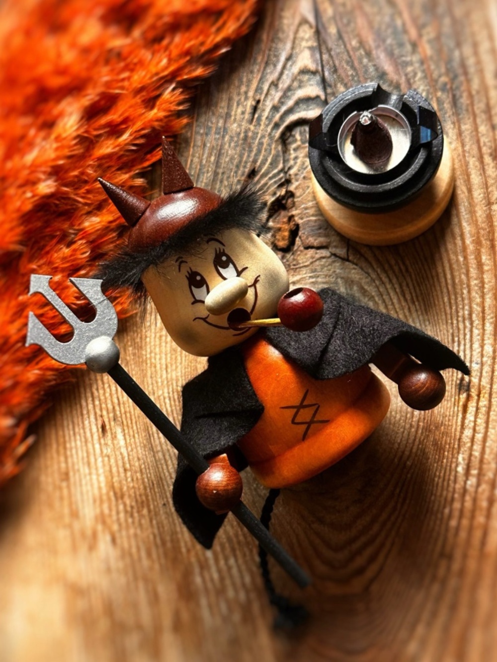 Devil Räuchermann Wooden Traditional German Incense Smoker